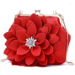 Evening Bags Women's Fashion Mini Elegant Chain Strap Big Flower Applique Bag Shoulder Crossbody Wedding Club Party Clutch