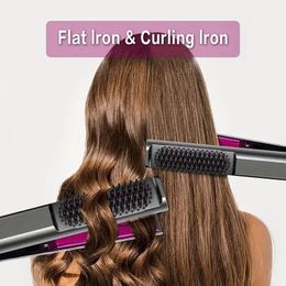 1pc Professional 3-in-1 Flat Iron and Hot Air Brush for Smooth and Shiny Hair