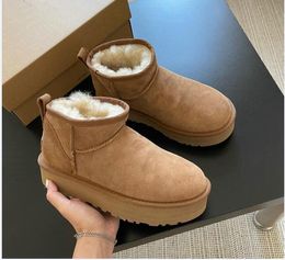 Women Winter Ultra Mini Boot Designer Australian Platform Boots for Men Real Leather Warm Ankle Fur Booties Luxurious Shoe tingry