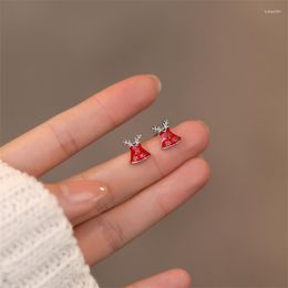 Stud Earrings 925 Sterling Silver Christmas Snowflake Small Bell For Women Lovely Sweet Girls Jewellery Accessories