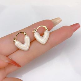 Hoop Earrings Simple Design Blue White Enamel Heart For Women Gold Color Geometric Ear Jewelry Party Gift Aretes De Mujer