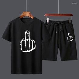 Men's Tracksuits T-Shirt Set Comfortable Sportswear O-Neck And Shorts Suits Summer Solid Colour Male Casual Outfits