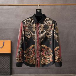 2021 New Fashion Floral Men Shirts Plus Size Flower Print Casual Camisas Masculina Black White Red Blue Male Turn-down Collar Shir238i