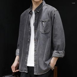 Men's Casual Shirts Spring Denim Corduroy Khaki Men Autumn Loose Plus 4XL Cargo Coats Long Sleeve Tops Jacket Blouses Designer Clothes