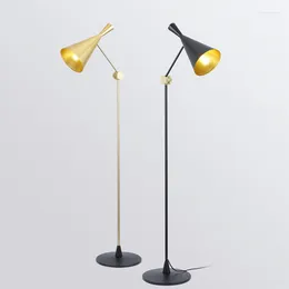 Floor Lamps American Retro Minimalist Led Lamp Living Room Home Decor Standing Horn Indoor Lighting Study Bedroom Bedside