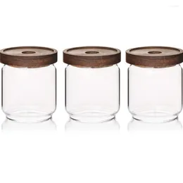 Storage Bottles 16 OZ Glass Food Jar With Lid For Bathroom Kitchen Container Bamboo Cover Serving Tea Coffee Spice And More