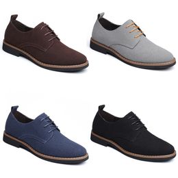 2023 Large size business casual shoes men black brown blue grey anti-suede sneakers breathable color 4