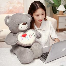 Stuffed Plush Animals 60-95CM New Bear Plush Toys Cute Bear Holding Heart I Love You Stuffed Doll Girls Lovers Valentine's Day Gift