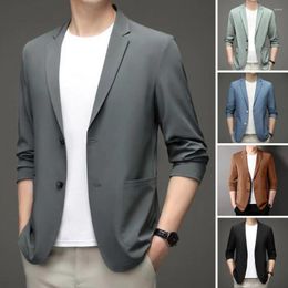 Men's Jackets Two-button Men Suit Coat Stylish Lapel Business Formal Summer Jacket For With Double Buttons Long Sleeves Straight