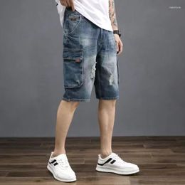 Mens Pants Bermuda Short Jeans For Men With Pockets Man Denim Shorts Cargo Baggy In Cut Trend 2023 Buttons Retro Luxury Thin Sale