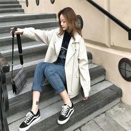 Women's Leather Winter Basic Warm Coat Spring Autumn Korean Loose Casual Motorcycle Jacket PU Short