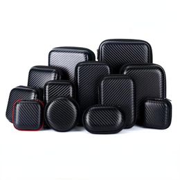 Mini Portable EVA Storage Bag Carbon Fibre Look Pouch Carrying Bag Zipper case For Earphone/Phone/Charging Cable ect Accessories