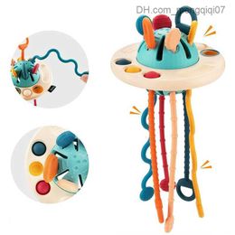 Pull Toys Baby Montessori String Development Sensory Toys UFO Food grade Silicone Pull Activity Travel Toys Baby Teeth Toys Z230814