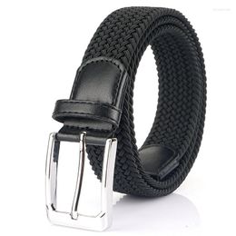 Belts 2023 Pin Buckle Stretch Woven Elastic Waistband Men's Canvas Belt Comfortable Sports Trouser