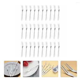Dinnerware Sets Fruit Fork Forks Two Prong Toothpicks Stainless Steel Party Supplies Household Tableware Mooncake
