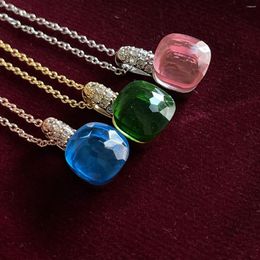 Pendant Necklaces Classic Women's Necklace Fashion Jewelry Inset Zircon 32 Colors Candy Style Crystal Birthday Valentine's Day Gift
