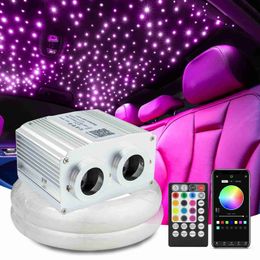 16W RGBW Double Head Car Starry Sky Twinkle Fibre Optic Star Ceiling kit Bluetooth appCar Roof Starry Sky Fibre Optic Light HKD230812