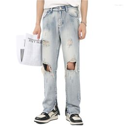 Men's Jeans 2023 Good Quality Vintage Ripped Hole Distressed Men Women Washed Ankle Zipper Punk Hip Hop Demin Pants