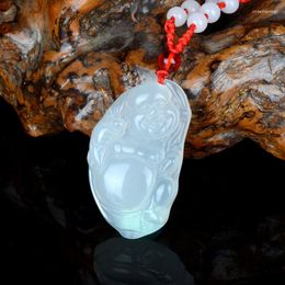 Pendant Necklaces Natural Stone Chalcedony Smiling Buddha Maitreya Happy