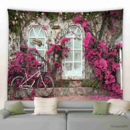 Tapestries 3D Flower Wall Tapestry Garden Poster Outdoor Large Wall Hanging Living Room Bedroom Room Aesthetics Home Decoration Tapiz R230812