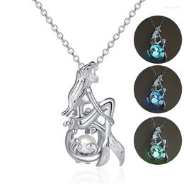 Pendant Necklaces Women Glow In The Dark Necklace Mermaid Luminous Stone Neklace For Girl Creative Chain Fashion Jewellery