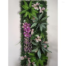 Decorative Flowers Artificial Green Lawn Plant Panel Simulation Flower Aartificial Grass Succulents Wall Decoration El Home Outdoor Fake