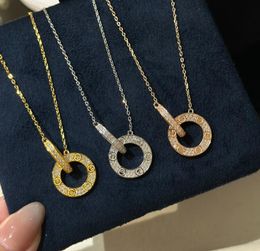 2023 Latest Women's Necklace Double Circle Pendant Gold Rose Gold Silver Formal Casual Banquet Work Wear Matching+box