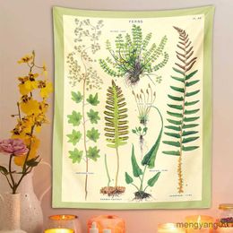 Tapestries Ferns Tapestry Wall Hanging Flowers retro Print Floral Illustration Identification Chart Diagram Wall Art Decor R230812