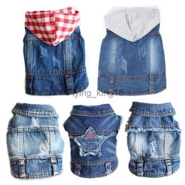 New Plaid Hoodie Dog Clothes for Pomeranians Hot Dog Jeans Fashion Denim Jacket Clothing for Chihuahua Yorkshire Shih Tzu XS-XXL HKD230812