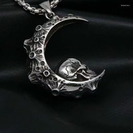 Pendant Necklaces Dark Style Gothic Punk Skull Moon For Women Men Unisex Jewelry Accessories Gifts Stainless Steel Chain Alloy Dd035