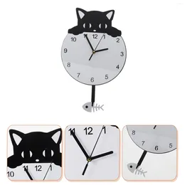 Wall Clocks Light House Decorations Home Clock Decorative Adorn Mute Hanging Tail Acrylic Kitten Child