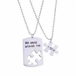 Pendant Necklaces Not Whole Without You Puzzle Stainless Steel Love Women Men Lovers Couples Husband Wife Boy Girl Friends Gifts