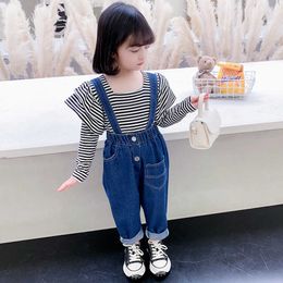 Clothing Sets Girls Clothing Striped Costume For Girls Tshirt Jumpsuit Kids Clothes Girls Casual Style Baby Girl Clothes