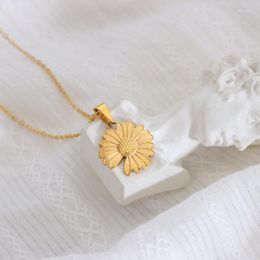 Pendant Necklaces YiAng Jewellery Daisy Flower Necklace Women Fashion Korean Sunflower Female Gold Plated Chain Titanium Steel Elegant Charm