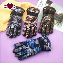 Cycling Gloves Kids Winter Fleece Warm Camouflage Children Fashion Boys And Girls Thick Ski Outdoor Mittens 711 Years Old 230812