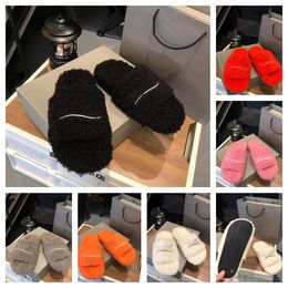 Top Quality Designer Luxury Womens Slippers Ladies Winter Wool Slides Fur Fluffy Furry Warm letters Sandals Comfortable red Fuzzy Girl Flip Flop Slipper with box