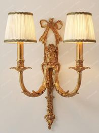 Wall Lamp All Copper European Luxury Retro Pure Villa In The Living Room Bedroom Bedside Corridor Aisle French