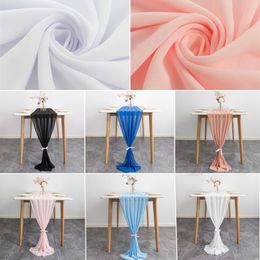 Table Runner Sheer Chiffon Table Runner Luxury Solid Colour White Pink Blue Table Runner for Wedding Party Event Table Decoration Supplies 230811