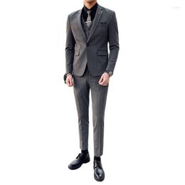 Men's Suits 2023 Jacket Vest Pants Autumn And Winter Plaid Suit Three-piece Small Business Casual High Quality