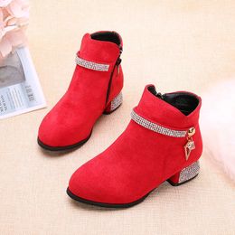 Boots Autumn Winter Kids Boots Girls Shoes Children Fashion Boots For Wedding and Party Shoes Pink Red Black 4 5 6 7 8 9 10 11-14T 230811