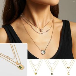 Chains Pearl Stitched Abalone Multilayered Necklace Letter Moon Chain Necklaces 2023 Trend Aesthetic Jewellery Collares