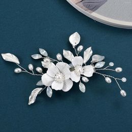 Hair Clips Pearl Clip Women Tiaras Headdress For White Floral Hairpin Barrettes Wedding Bride Accessories Jewelry