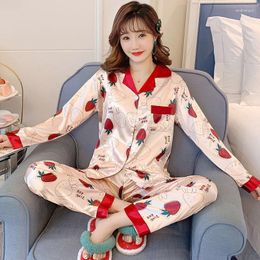 Women's Sleepwear 2023 Satin Silk Pyjamas For Women Summer Pyjamas Home Clothes Printing Nightwear Pyjama Set Long Nightgown Plus Size