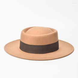 Berets Gentleman And Ladies Woolen Fedoras Hat For Women Fashion Felt Trilby Jazz Vintage Elegant Panama British Gilrs Winter
