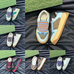 2023 high-quality A dirty shoes designer casual shoes shoes for men and women to increase sports shoes classic blue-pink crystal striped low-cut leather shoes.