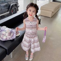 Clothing Sets Girls Summer Clothing Floral Pattern Girls Clothing Vest Short Costumes For Girls Casual Style Children Tracksuit