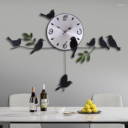 Wall Clocks Bird Iron Silent Clock Living Room Fashion Decoration Watch Bedroom Creative Craft Personality Metal Decor