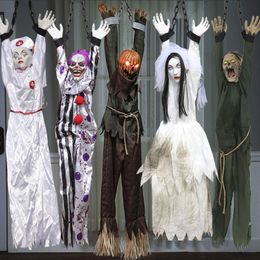 Other Event Party Supplies Halloween Decoration Style Halloween Electric Toys Hanger Clown Nurse Witch Voice Control Electric Horror Props 230812