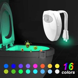 LED PIR Motion Sensor Toilet Light Waterproof Intelligent 16 Colours Night Atmosphere Lamp Emergency Lighting for Toilet Bowl HKD230824