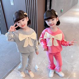 Clothing Sets Girls Clothing Big Bow Girls Outfits Sweatshirt Pants Clothes Girl Toddler Baby Clothes